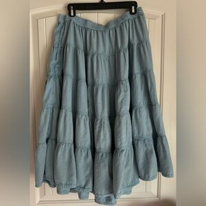 NWOT Free People chambray midi denim skirt medium